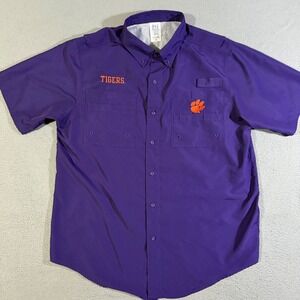 Clemson Tigers Proedge Button Down Shirt Mens Large Purple Orange‎ Football
